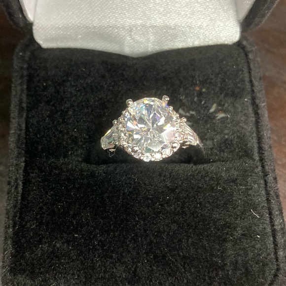 Round, Brilliant Diamonique Ring (5.75 CTW) - Sterling Silver and White Gold - Picture 7 of 7